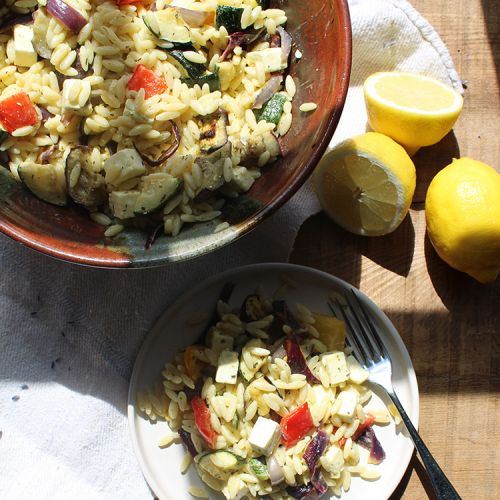 Roasted Vegetable, Yorkshire Fettle & Orzo Salad