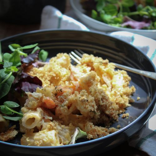 Baked Seafood Tortiglioni & Cheese - Yorkshire Rapeseed Oil