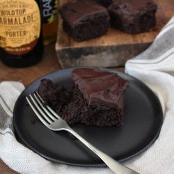 Ale Brownies with Ale & Marmalade Frosting