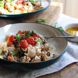 Roasted Aubergine, Olive & Tomato Pasta