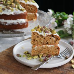 Labneh topped carrot cake