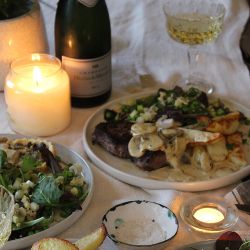 Yorkshire Rapeseed Oil Garlic Marinaded Steak with a Creamy Mushroom Sauce Recipe 