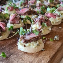 Yorkshire Rapeseed Oil Steak & Whipped Blue Blinis