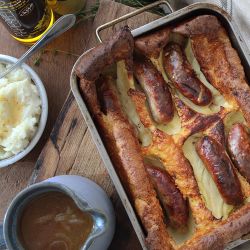 Toad in the Hole with Onion & Ale Gravy and Honey Mustard Mash