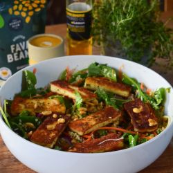Halloumi, Fava Bean & Couscous Salad with Seaweed Seasoning