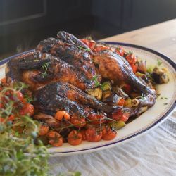 Spatchcock Chicken with roasted veggies