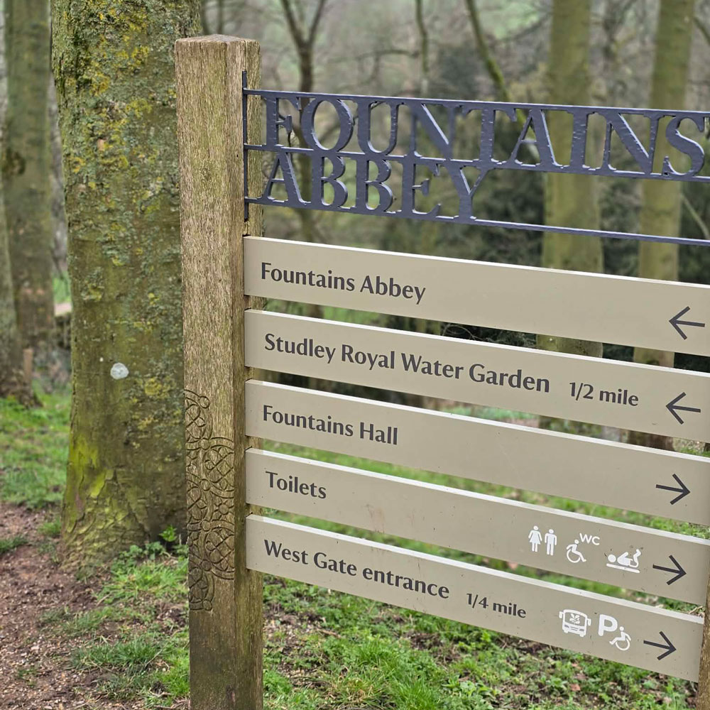 Fountains Abbey directional sign