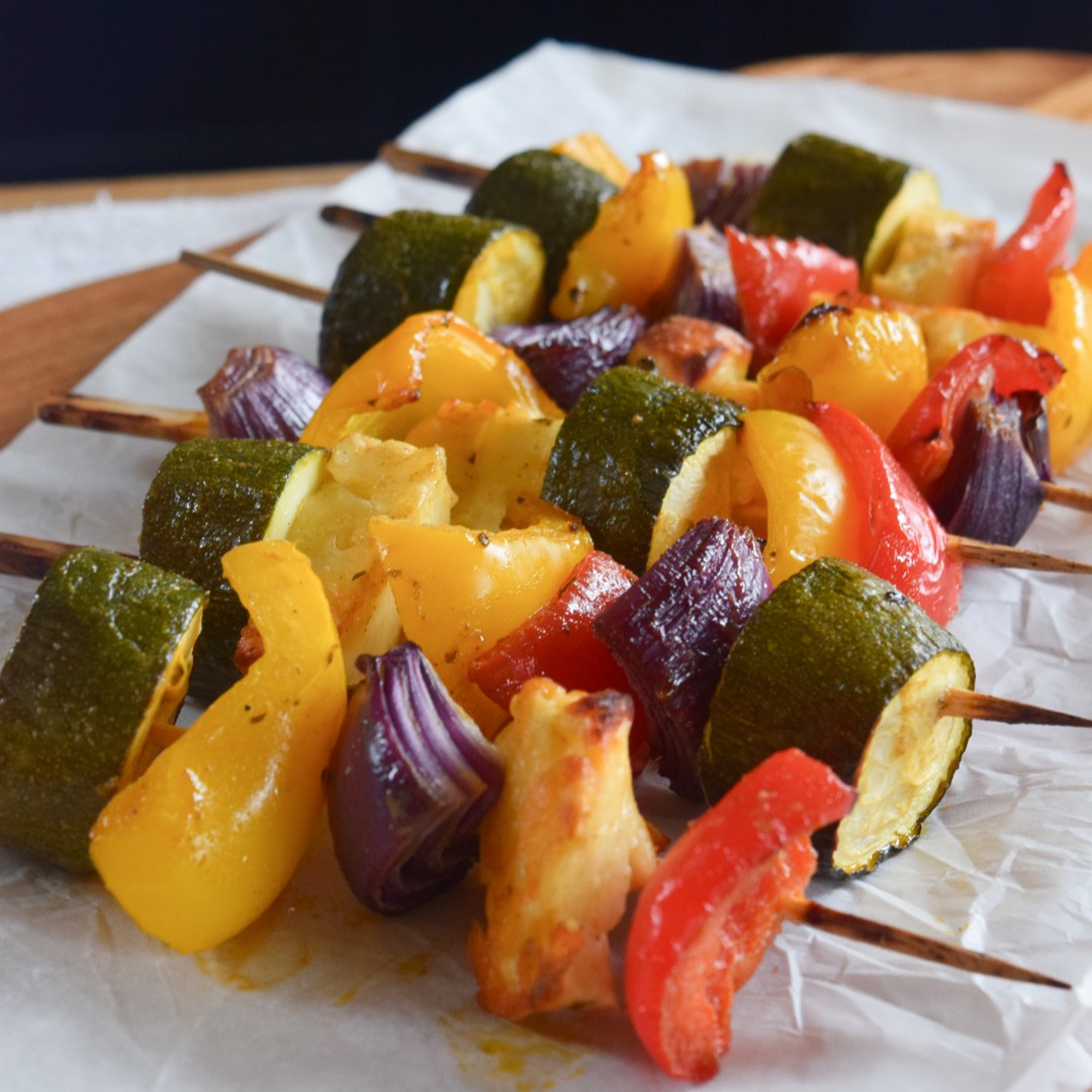 Marinated veggie skewers