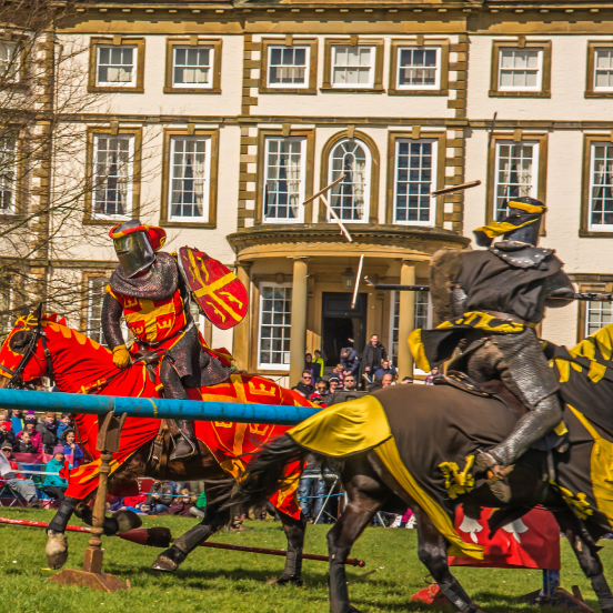 Two knights pretending to joust