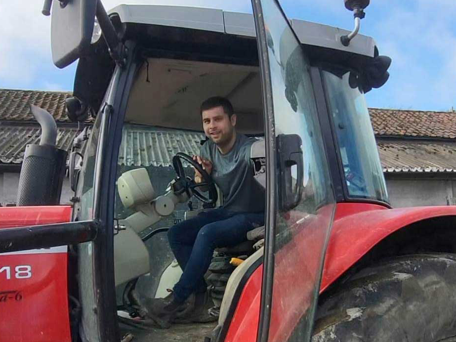 Harry Payne on the tractor