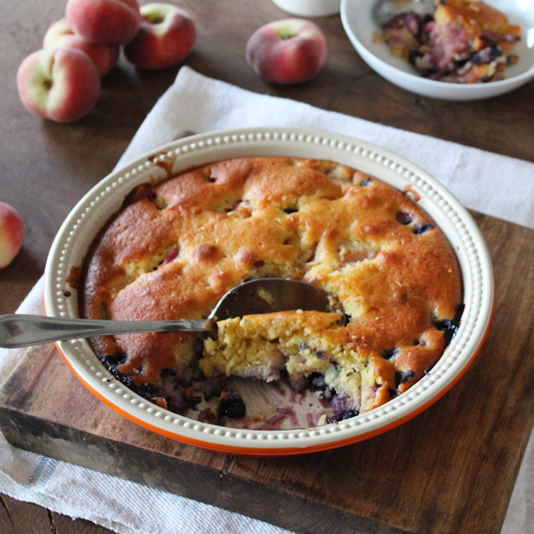 Peach and Blueberry sponge pudding