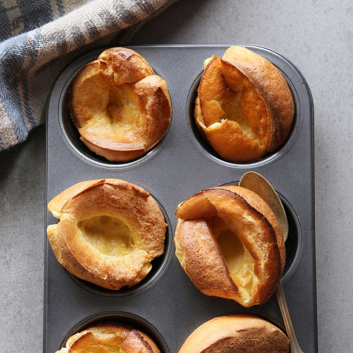 Yorkshire puddings in the tray