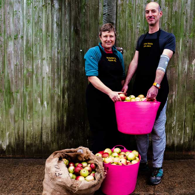 Jane and Jon Birch from Yorkshire Wolds apple Juice Co.